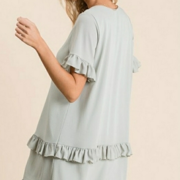 Sage Green Woven Ruffled Detailed Dress - Picture 7 of 7